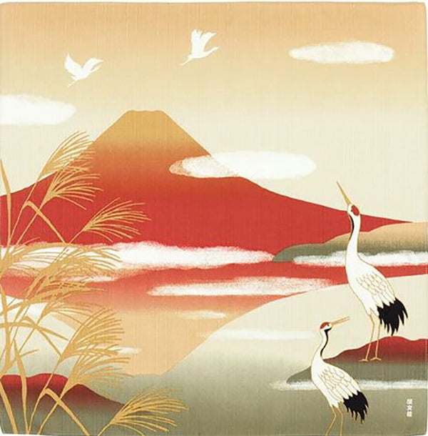 Furoshiki - Japanese Wrapping Cloth - Cranes with Mt. Fuji