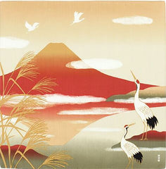 Furoshiki - Japanese Wrapping Cloth - Cranes with Mt. Fuji