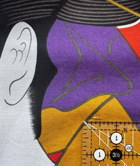 Japanese Noren - Doorway Curtain - THREE GEISHA - Dark Red-Orange (Small Flaw) - ON SALE - SAVE 40%