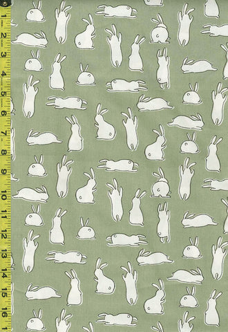 *Japanese Novelty - Hishiei Minimalist Bunnies - H-7098-3D - Sage Green