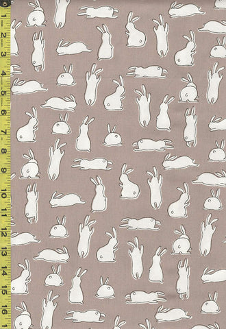 *Japanese Novelty - Hishiei Minimalist Bunnies - H-7098-3E - Taupe