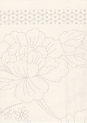 Sashiko Pre-printed Panel - HM-53 - PEONIES - Sashiko Pre-printed Panel - CREAM