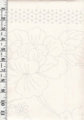 Sashiko Pre-printed Panel - HM-53 - PEONIES - Sashiko Pre-printed Panel - CREAM