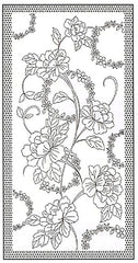 Sashiko Pre-printed Panel - HM-53 - PEONIES - Sashiko Pre-printed Panel - CREAM