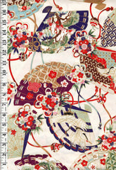 *Quilt Gate - Floral Fans, Bouquets & Cranes - HR3340-12A - Cream - By the Half Yard