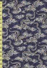 Quilt Gate - Hyakka Ryoran - Dragons & Clouds - HR3440-12D - Navy - ON SALE - SAVE 20% - By the Half Yard
