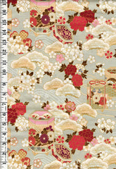 *Quilt Gate - Auspicious Collection - Floral Gift Boxes, Peonies, Pines & Cherry Blossoms - HR3460-12C - Seafoam - By the Half Yard