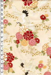 *Quilt Gate - Auspicious Collection - Flying Cranes & Floral Blossoms - HR3460-13A - Cream - By the Half Yard