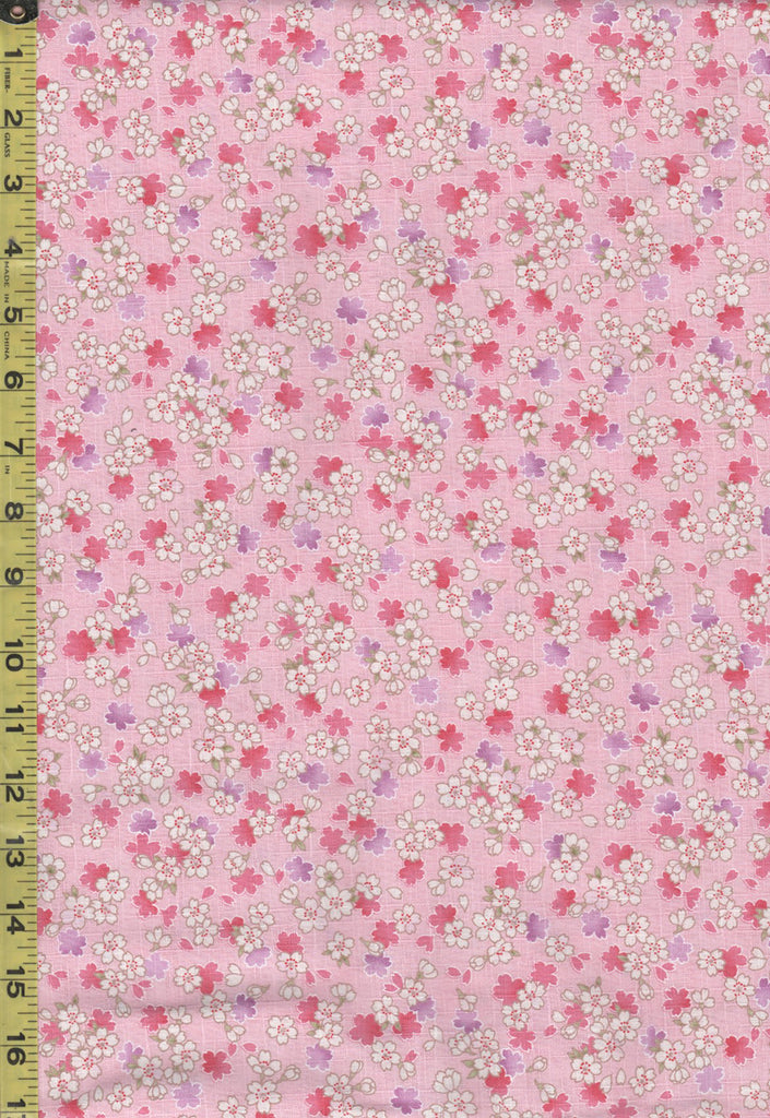 *Japanese - Hokkoh Tiny Colorful Cherry Blossoms - Dobby Weave - 1023-1120-1B - Pink - Last 2 3/4 Yards