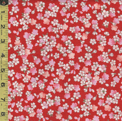 *Japanese - Hokkoh Tiny Colorful Cherry Blossoms - Dobby Weave - 1023-1120-1C - Red