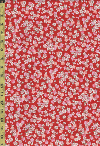 *Japanese - Hokkoh Tiny Colorful Cherry Blossoms - Dobby Weave - 1023-1120-1C - Red