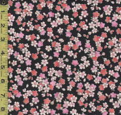 *Japanese - Hokkoh Tiny Colorful Cherry Blossoms - Dobby Weave - 1023-1120-1E - Black