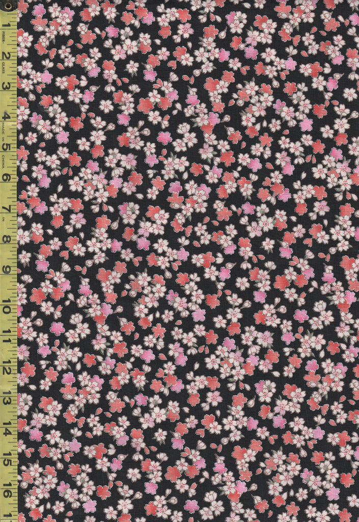 *Japanese - Hokkoh Tiny Colorful Cherry Blossoms - Dobby Weave - 1023-1120-1E - Black
