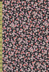 *Japanese - Hokkoh Tiny Colorful Cherry Blossoms - Dobby Weave - 1023-1120-1E - Black