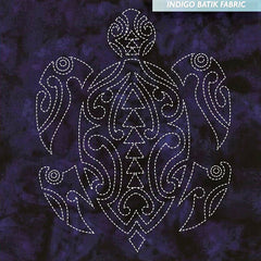 Sashiko - Pre-printed Sea Life Panel - Hawksbill Honu - Indigo