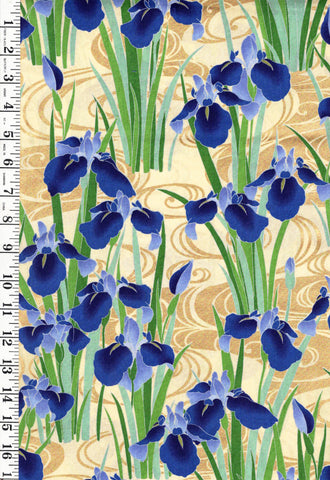 *Japanese - Naka Iris & River Swirls - Blue- N-1500-2A - By the Half Yard