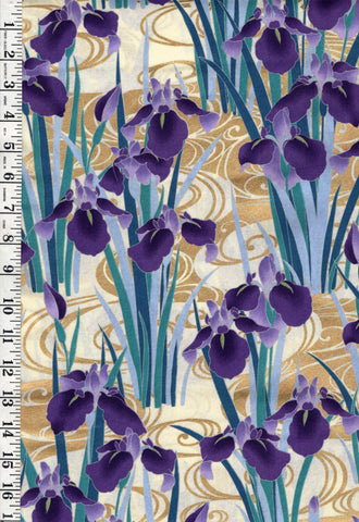 *Japanese - Naka Iris & River Swirls - Purple - N-1500-2C - By the Half Yard