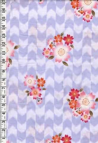 Asian - Kona Bay - Cherry Blossom Clusters & Lavender Chevron Strips - Last 2 5/8 yards - $5.00 yard