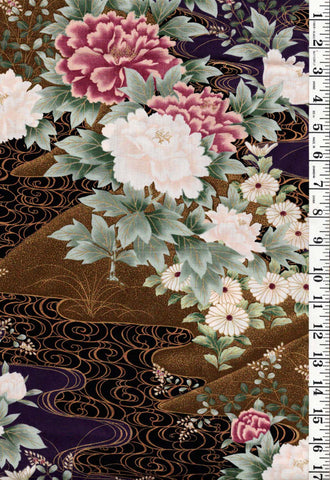 Asian - Kona Bay - Peonies & River Swirls (2002) KF-579 - Last 1 1/2 yards