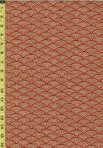 *SALE - Japanese - Traditional - Tan Wave Design (Seigaiha) - KW-3655-2C - Brick - SAVE 20% - By the Yard