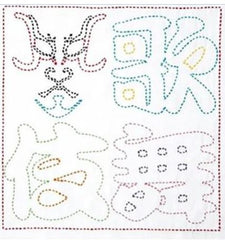Sashiko Pre-printed Sampler (Olympus) - # 1081 - Kabuki Kanji - White - ON SALE