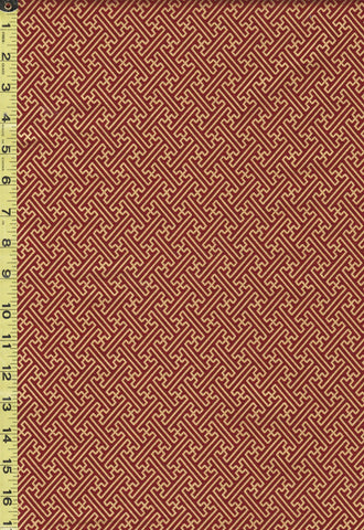*Japanese - Hishiei Gold Metallic Key Maze (Saya-gata) - H-6833-4C - Dark Red