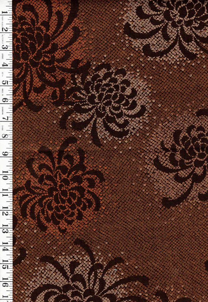 *Japanese - Kobayashi Mums with Faux Shibori - Dobby Weave - Brown - Last 1/2 yard
