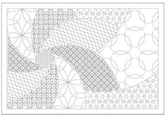Sashiko Placemat Sampler - L-2010 - Hanamari - Dark Navy