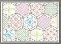 Sashiko Placemat Sampler - L-2013 - Floral Frame - Dark Navy