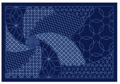 Sashiko Placemat Sampler - L-2010 - Hanamari - Dark Navy