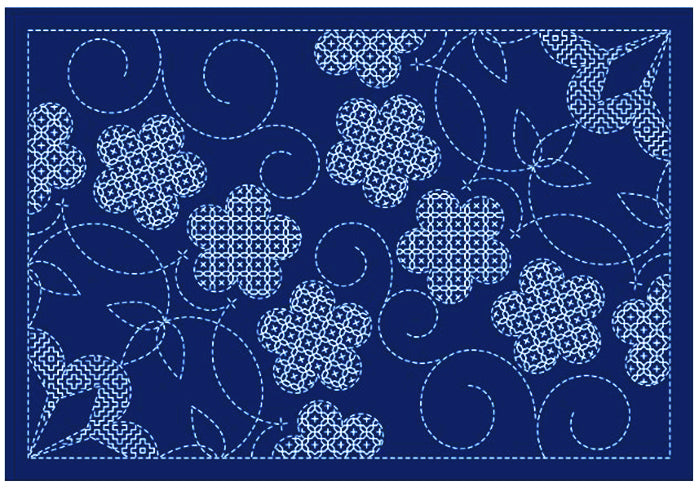 Sashiko Placemat Sampler - L-2012 - Shochikubai - Dark Navy