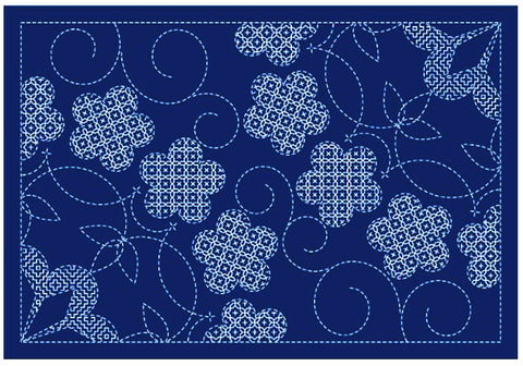 Sashiko Placemat Sampler - L-2012 - Shochikubai - Dark Navy