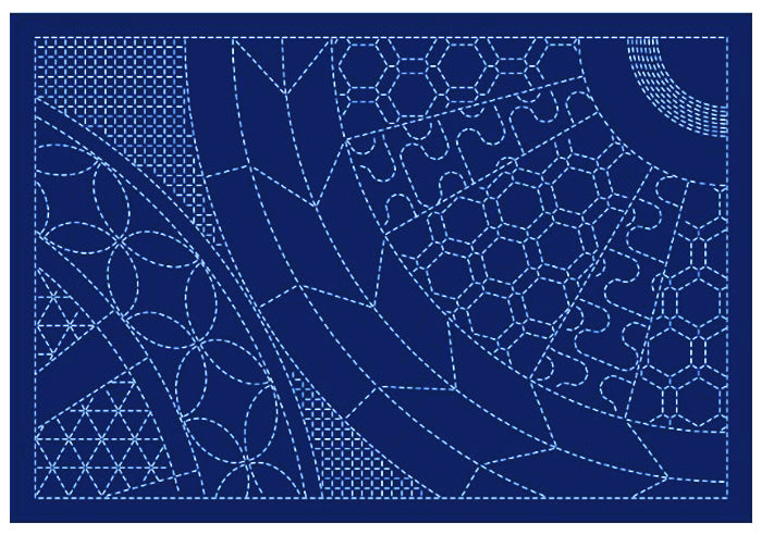 Sashiko Placemat Sampler - L-2014- Wheels - Dark Navy