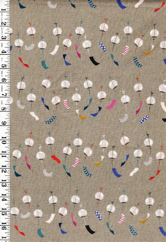 *Asian - Cotton & Steel - Floating Lanterns (2015) - Cotton-Linen - Gray - Last 1 yard