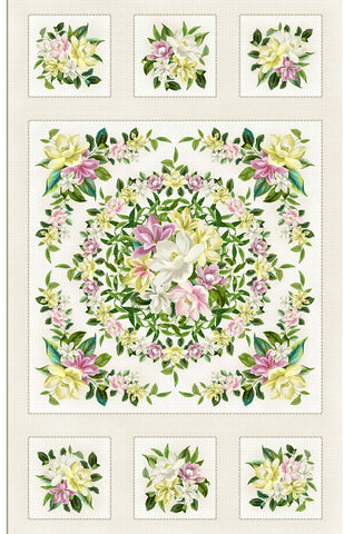 Tropical - Maywood Studios - Lanai Floral Panel - MASD10220-E - Cream - ON SALE