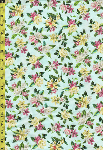 Tropical - Maywood Studios - Lanai Pretty Floral Clusters - MAS10223-Q - Aqua - ON SALE - $5.00 yard