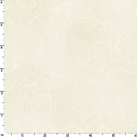 *Tropical - Maywood Studios - Lanai Tonal Floral Linework Clusters - MASD10227-E - Light Cream - Last 1 2/3 Yards