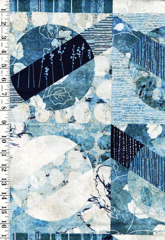 Fabric Art - Moon Shadows Abstract Floral Circles - 8