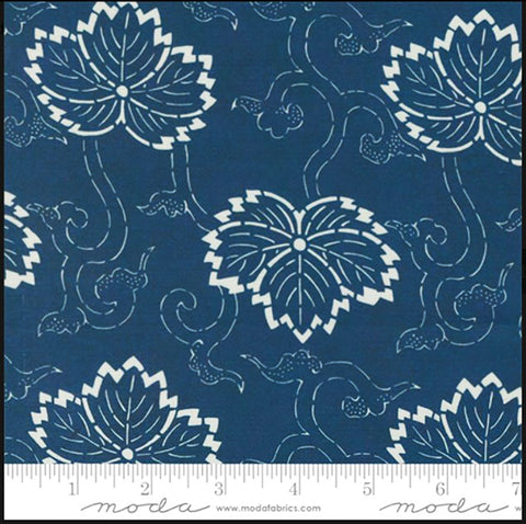 *Japanese - Moda Indigo Blooming - Hasu Leaf - 48091-13 - Navy - ON SALE - Save 20% - By the Yard