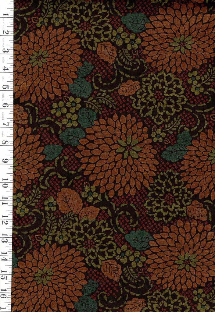 *Japanese - Cosmo Large Chrysanthemums - Dobby Weave - AP52904-1D - Brown - By the Half Yard