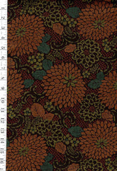 *Japanese - Cosmo Large Chrysanthemums - Dobby Weave - AP52904-1D - Brown - By the Half Yard