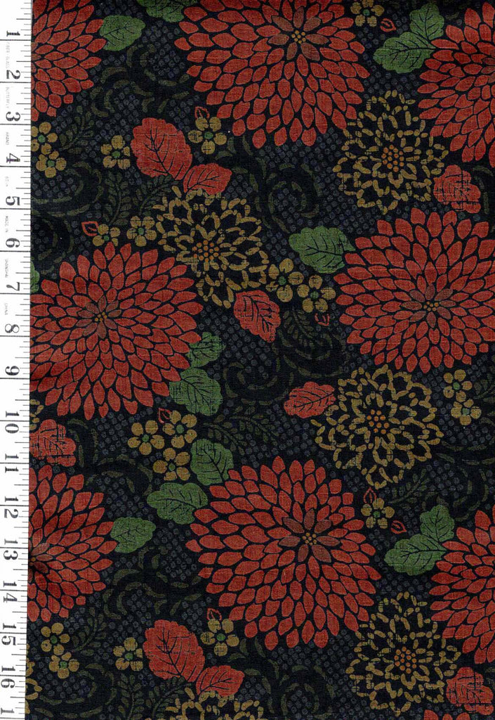 *Japanese - Cosmo Large Chrysanthemums - Dobby Weave - AP52904-1B - Copper - By the Half Yard