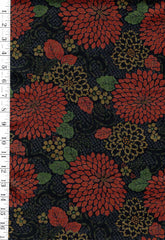 *Japanese - Cosmo Large Chrysanthemums - Dobby Weave - AP52904-1B - Copper - By the Half Yard