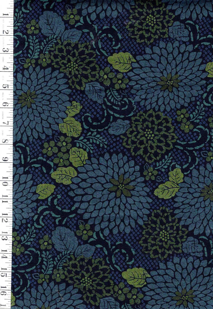 *Japanese - Cosmo Large Chrysanthemums - Dobby Weave - AP52904-1A - Navy - By the Half Yard