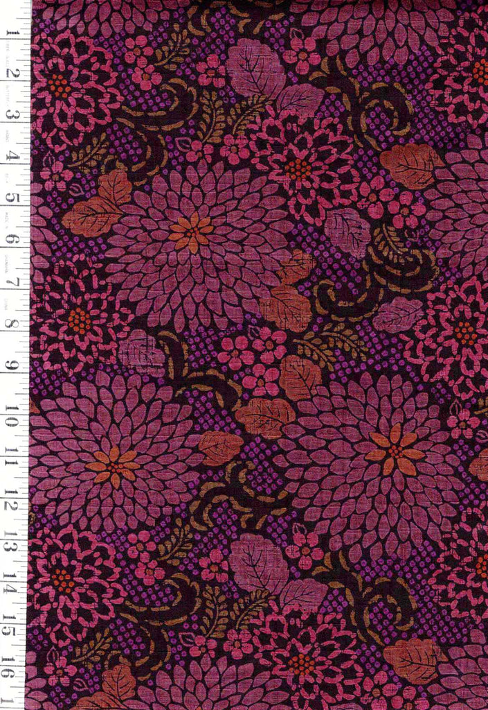 *Japanese - Cosmo Large Chrysanthemums - Dobby Weave - AP52904-1C - Plum - By the Half Yard