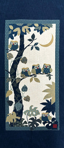 Noren Panel - Three Owls in a Tree  # 127