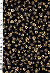 Japanese - Naka Floating Cherry Blossoms & Floral Medallions - B-1000- 20-A - Black - By the Half Yard