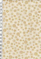 Japanese - Naka Floating Cherry Blossoms & Floral Medallions - B-1000- 20H - Cream - By the Half Yard