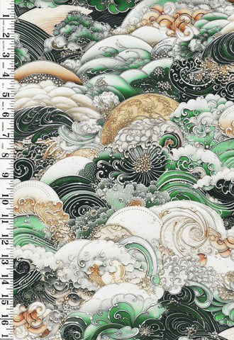 *Asian - Nami Stylized Crested Waves - WIDE BACK (108