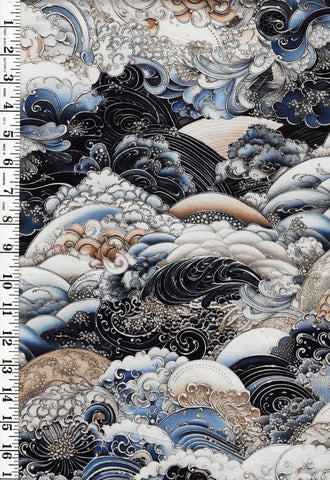 *Asian - Nami Stylized Crested Waves - WIDE BACK (108
